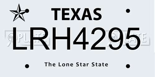 LRH4295 Texas License Plate