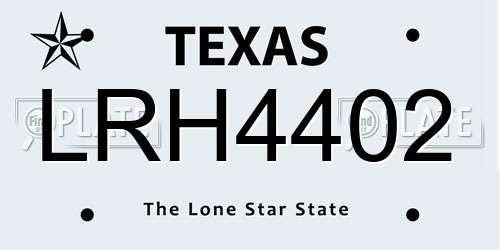 LRH4402 Texas License Plate