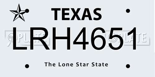 LRH4651 Texas License Plate