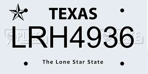 LRH4936 Texas License Plate