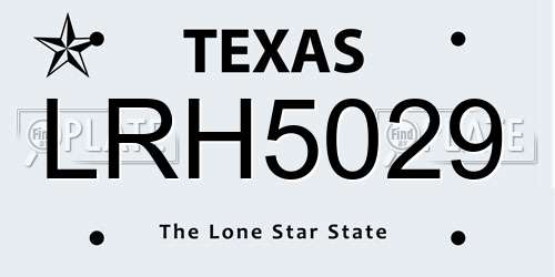 LRH5029 Texas License Plate