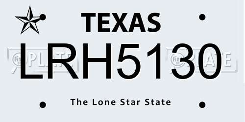 LRH5130 Texas License Plate
