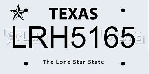 LRH5165 Texas License Plate
