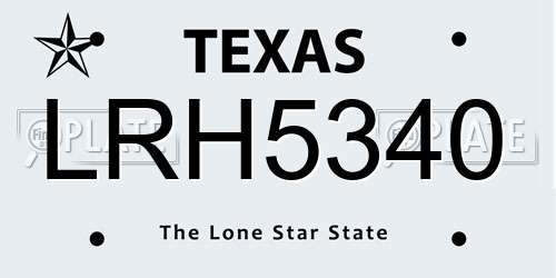 LRH5340 Texas License Plate