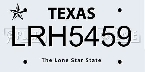 LRH5459 Texas License Plate