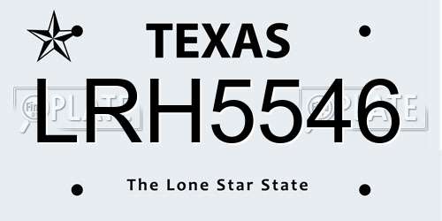 LRH5546 Texas License Plate