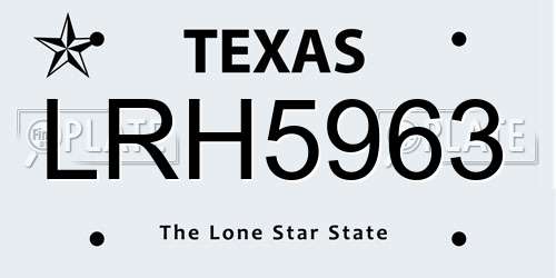 LRH5963 Texas License Plate