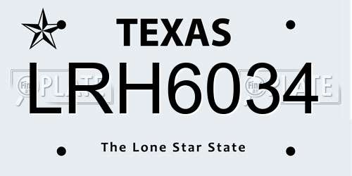 LRH6034 Texas License Plate