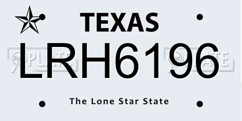 LRH6196 Texas License Plate