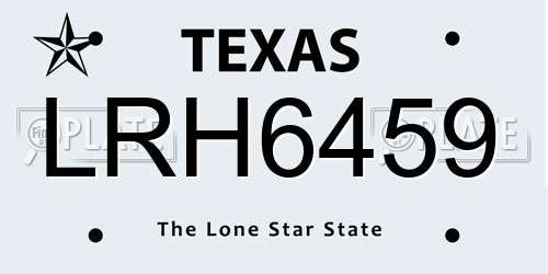 LRH6459 Texas License Plate