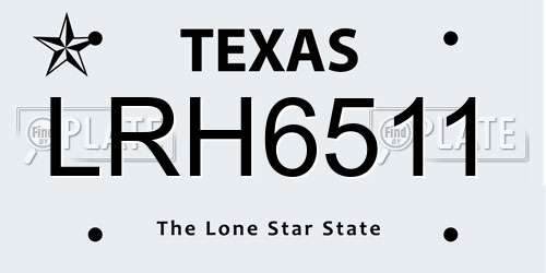 LRH6511 Texas License Plate