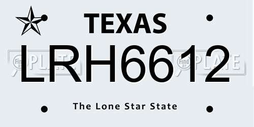 LRH6612 Texas License Plate