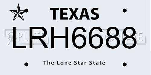 LRH6688 Texas License Plate