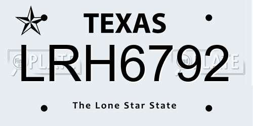 LRH6792 Texas License Plate