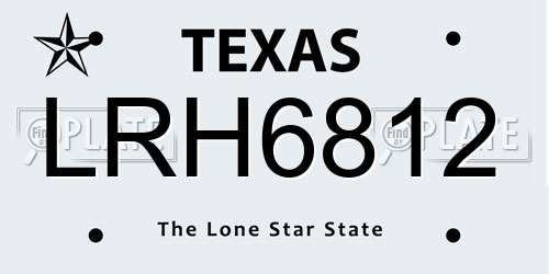 LRH6812 Texas License Plate