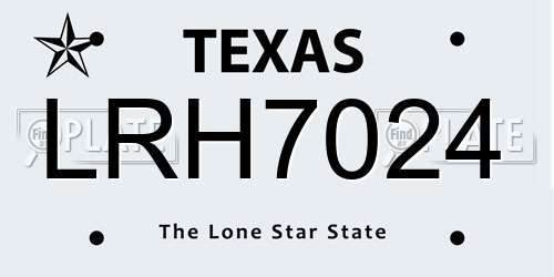 LRH7024 Texas License Plate