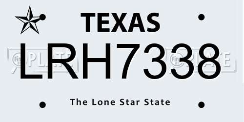 LRH7338 Texas License Plate