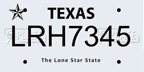 LRH7345 Texas License Plate