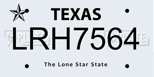 LRH7564 Texas License Plate