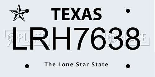 LRH7638 Texas License Plate