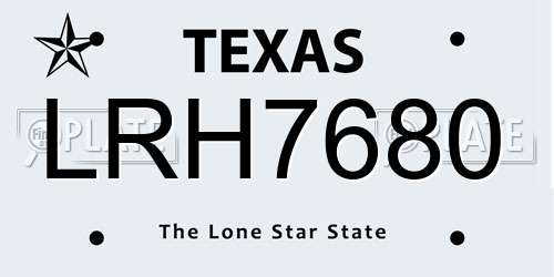 LRH7680 Texas License Plate