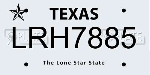 LRH7885 Texas License Plate