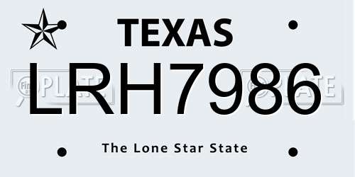 LRH7986 Texas License Plate