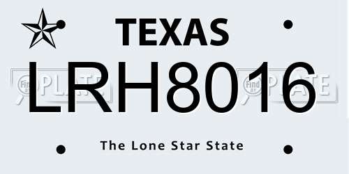 LRH8016 Texas License Plate