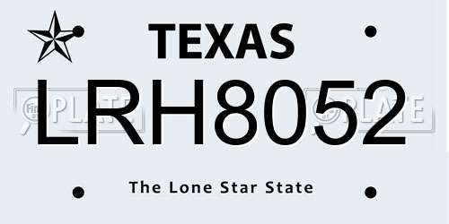 LRH8052 Texas License Plate