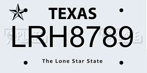 LRH8789 Texas License Plate