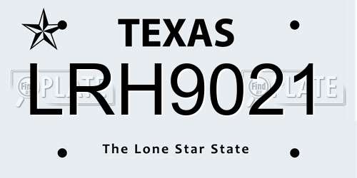 LRH9021 Texas License Plate