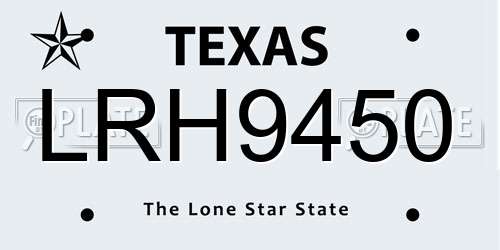 LRH9450 Texas License Plate