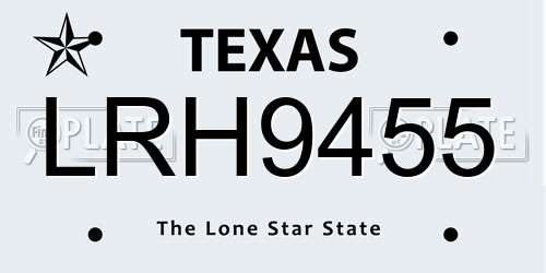 LRH9455 Texas License Plate