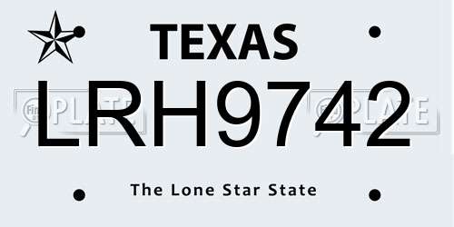 LRH9742 Texas License Plate