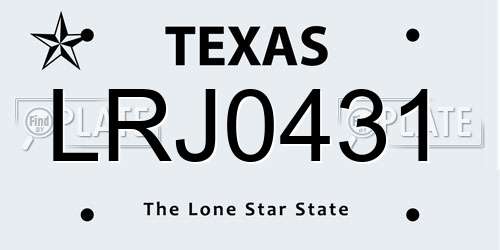 LRJ0431 Texas License Plate
