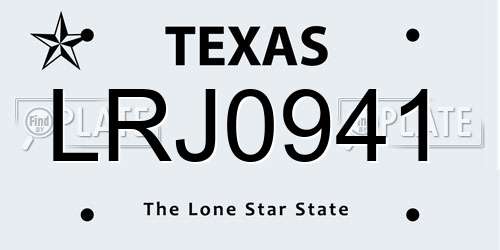 LRJ0941 Texas License Plate