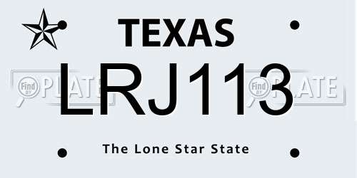 LRJ113 Texas License Plate