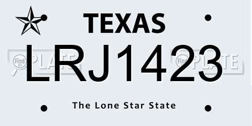 LRJ1423 Texas License Plate