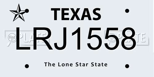 LRJ1558 Texas License Plate