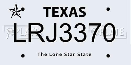 LRJ3370 Texas License Plate