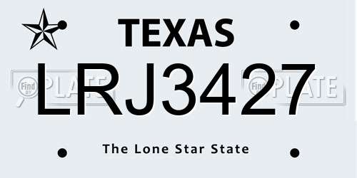 LRJ3427 Texas License Plate