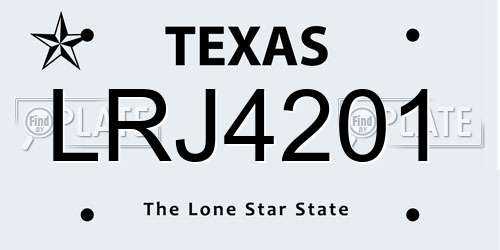 LRJ4201 Texas License Plate