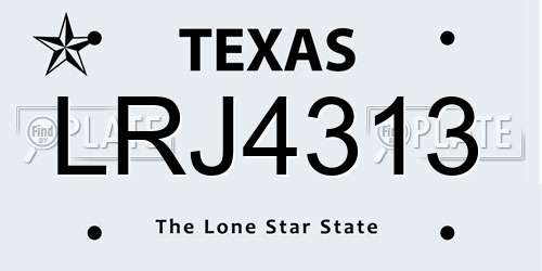 LRJ4313 Texas License Plate