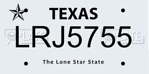 LRJ5755 Texas License Plate