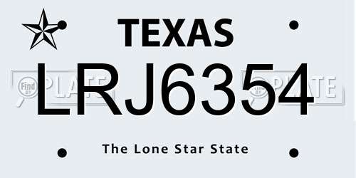 LRJ6354 Texas License Plate