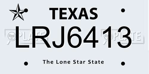 LRJ6413 Texas License Plate