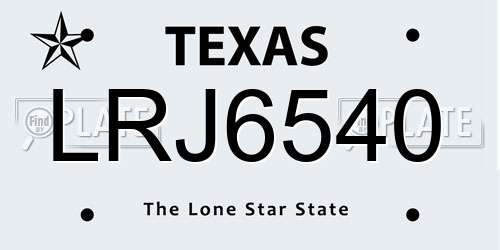 LRJ6540 Texas License Plate