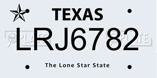 LRJ6782 Texas License Plate