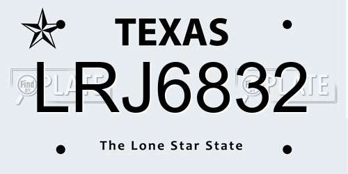 LRJ6832 Texas License Plate