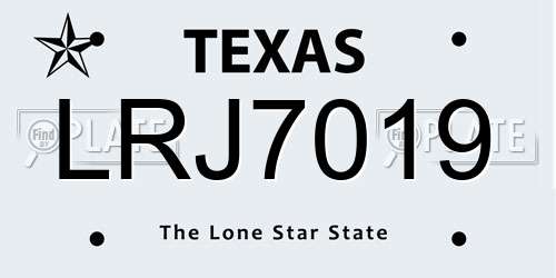 LRJ7019 Texas License Plate